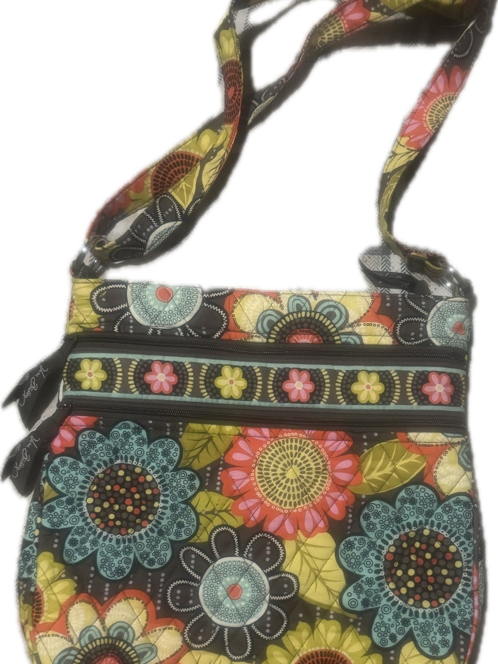 Vera Bradley Floral Patchwork Crossbody in Black, Pink, Yellow, Teal